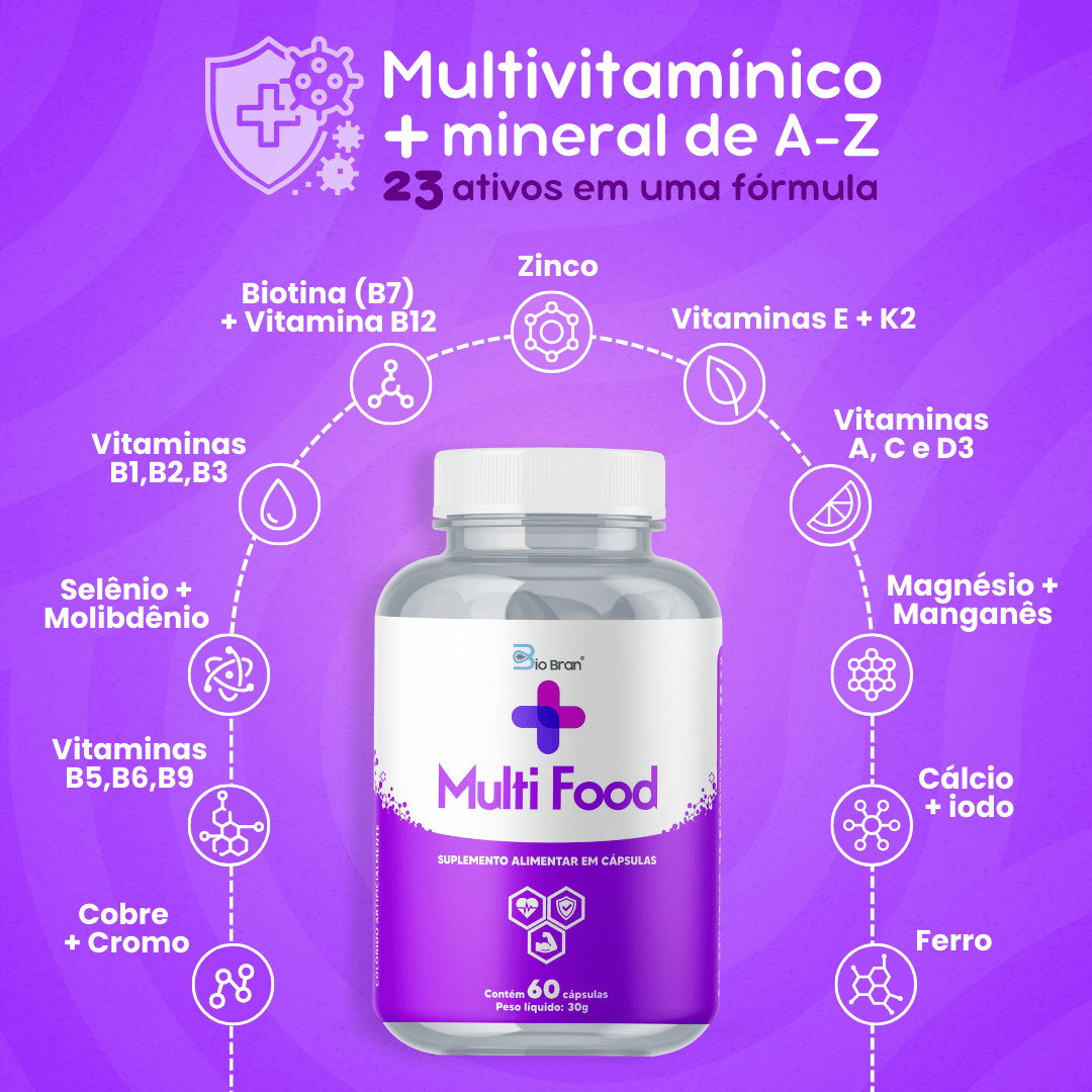 Multi Food - Multivitamínico e Mineral Completo de A - Z - Biobran®